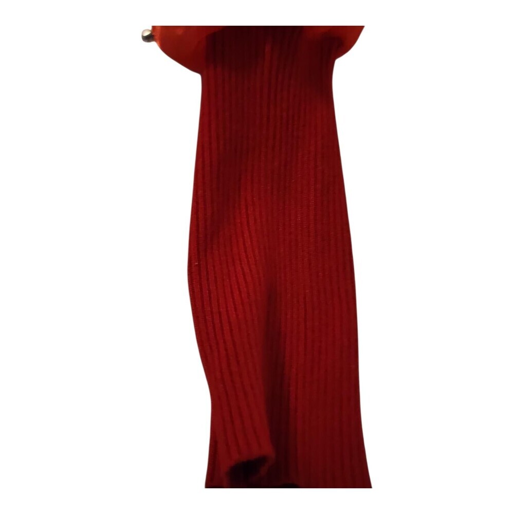 Almost Famous Sweater Womens M Red Cutout Sheer Puff Sleeve Rhinestone Top - Picture 8 of 12